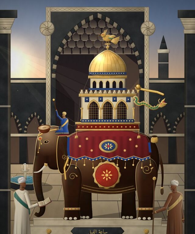 The painted cover of The Elephant Clock, chapter 36 of WORN's Grand Tour of Time.