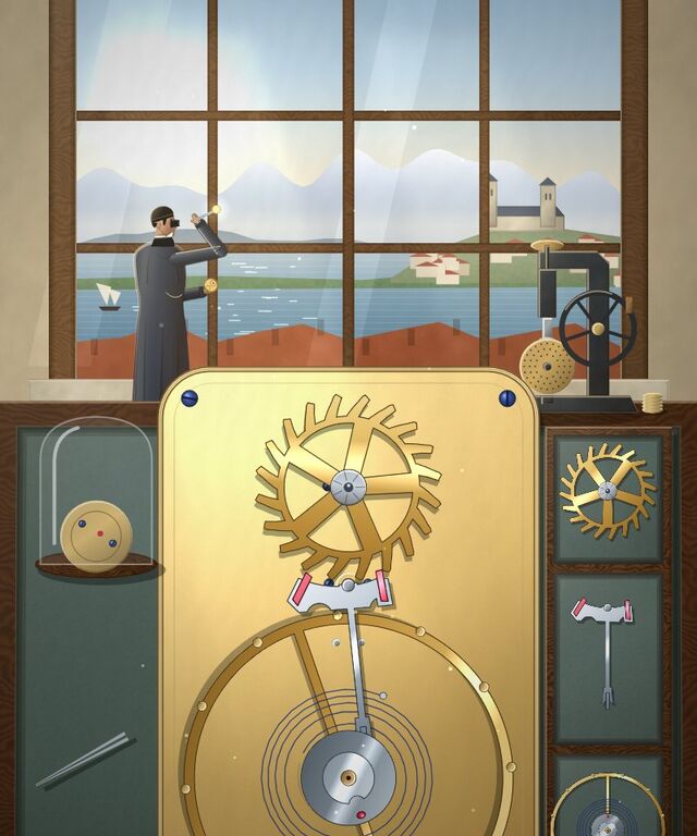 The painted cover of Build the Lever, chapter 76 of WORN's Grand Tour of Time.