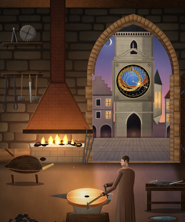 The painted cover of Forge the Train, chapter 43 of WORN's Grand Tour of Time.